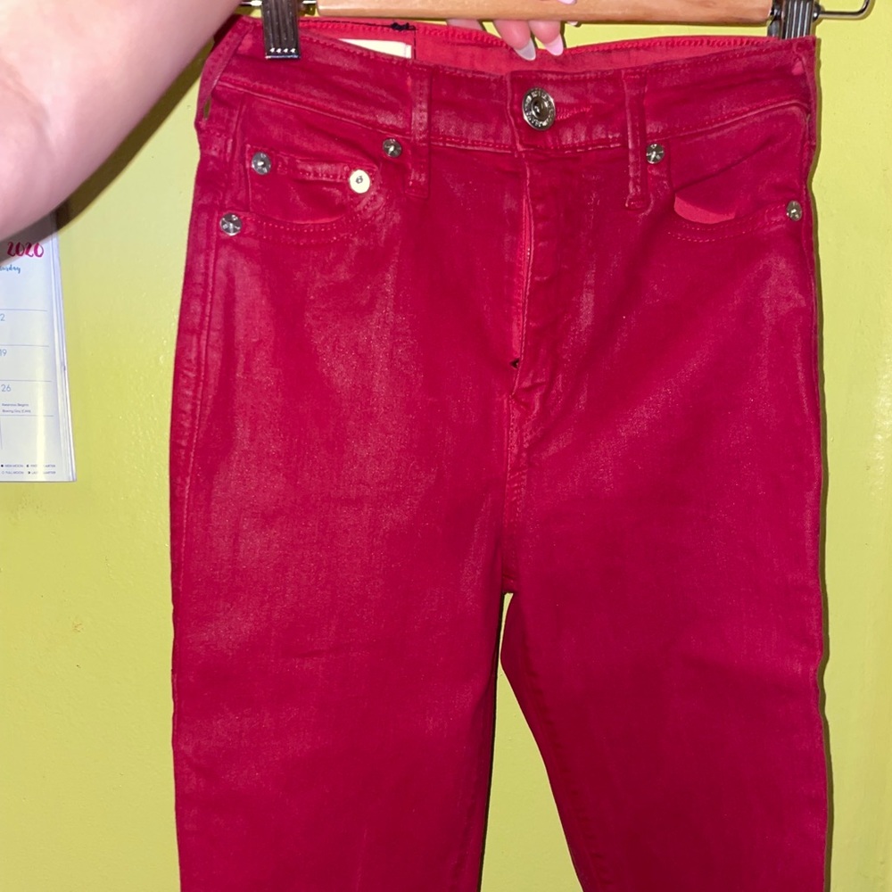 Red True Religion High Rise Skinny Jeans